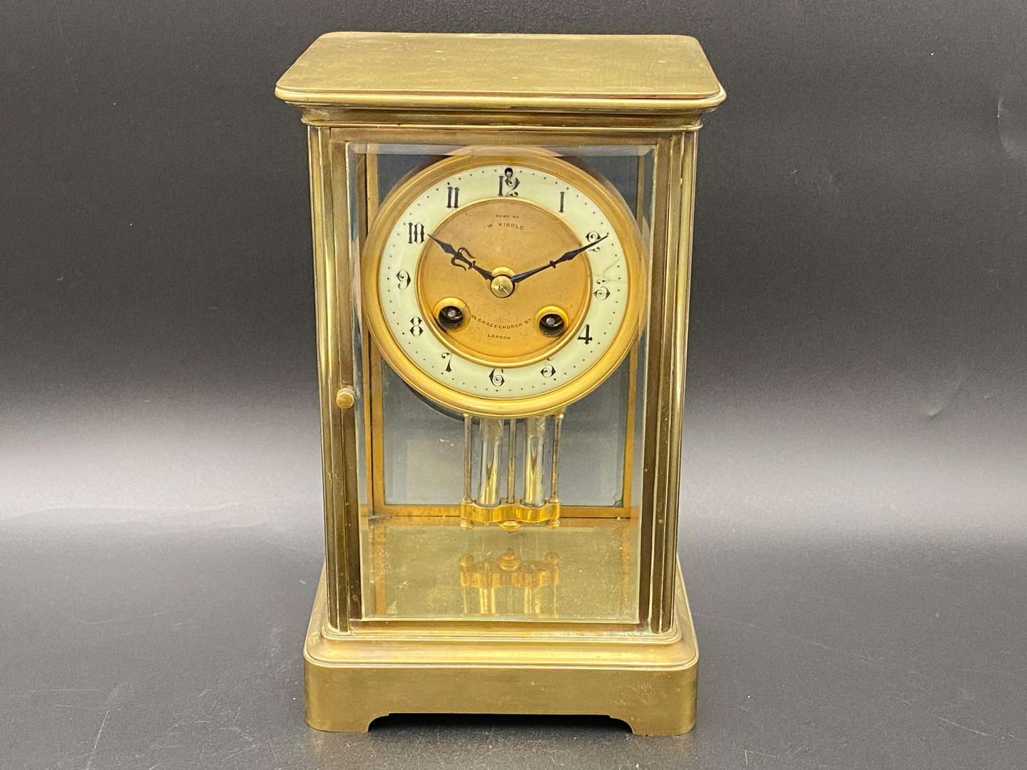 <p>LATE 19th CENTURY FOUR GLASS MANTLE CLOCK</p>