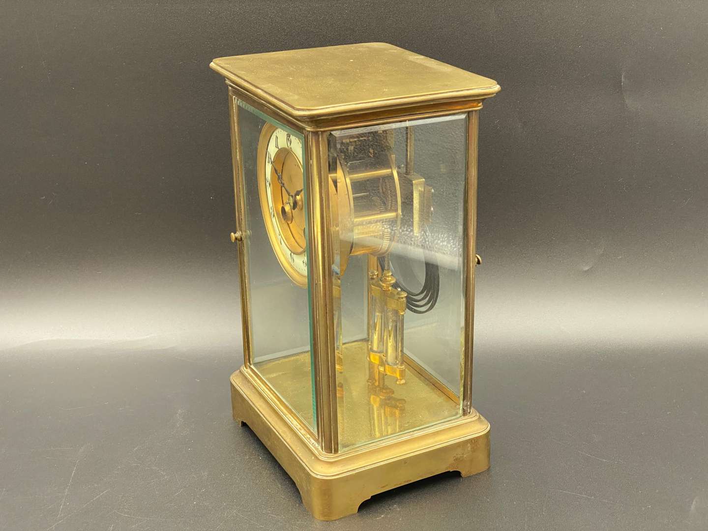 <p>LATE 19th CENTURY FOUR GLASS MANTLE CLOCK</p>