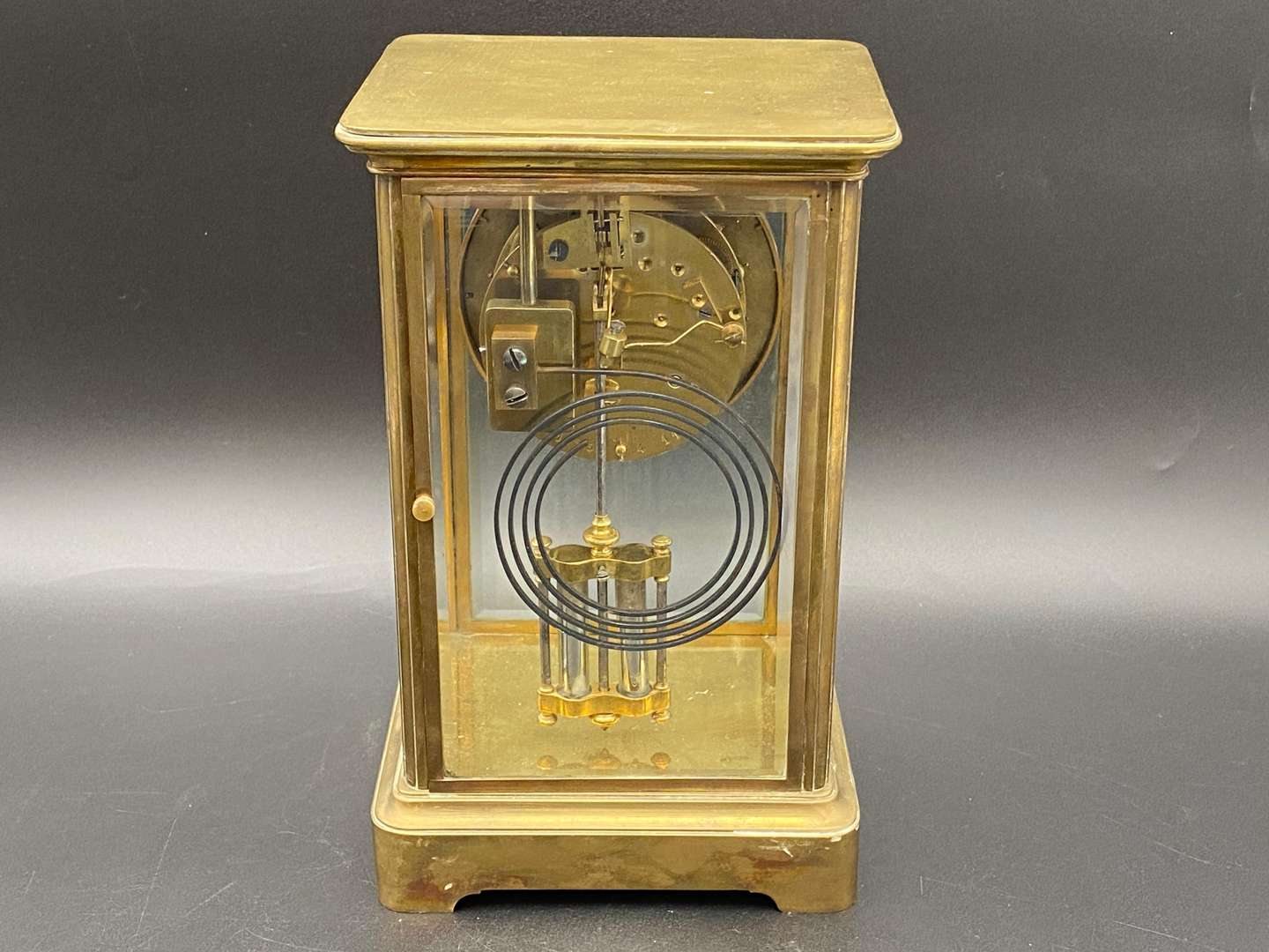<p>LATE 19th CENTURY FOUR GLASS MANTLE CLOCK</p>