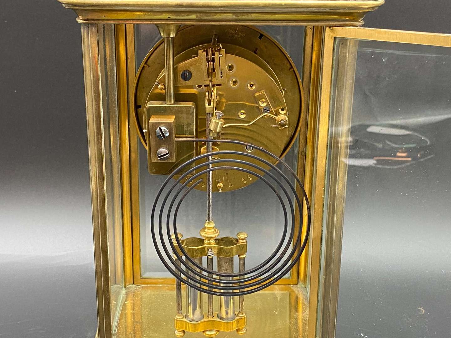 <p>LATE 19th CENTURY FOUR GLASS MANTLE CLOCK</p>