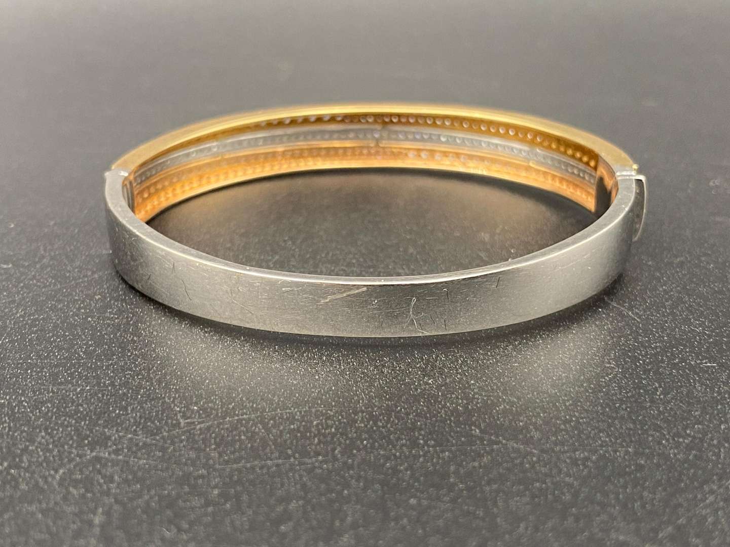 <p>TRI COLOURED GOLD AND DIAMOND BRACELET, &nbsp;3KT</p>