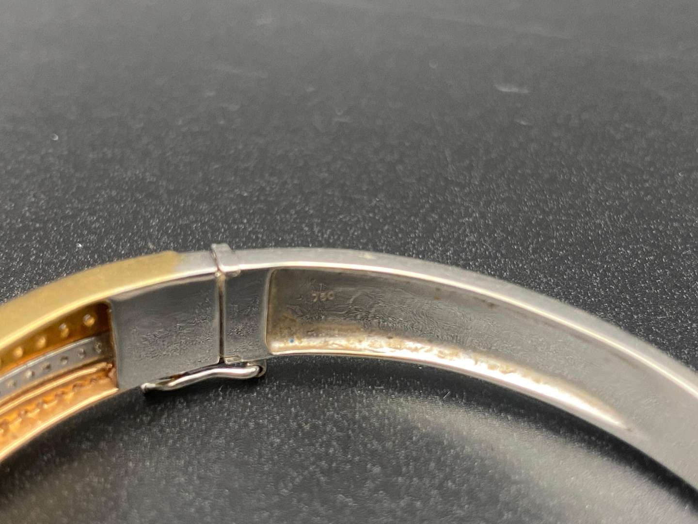 <p>TRI COLOURED GOLD AND DIAMOND BRACELET, &nbsp;3KT</p>
