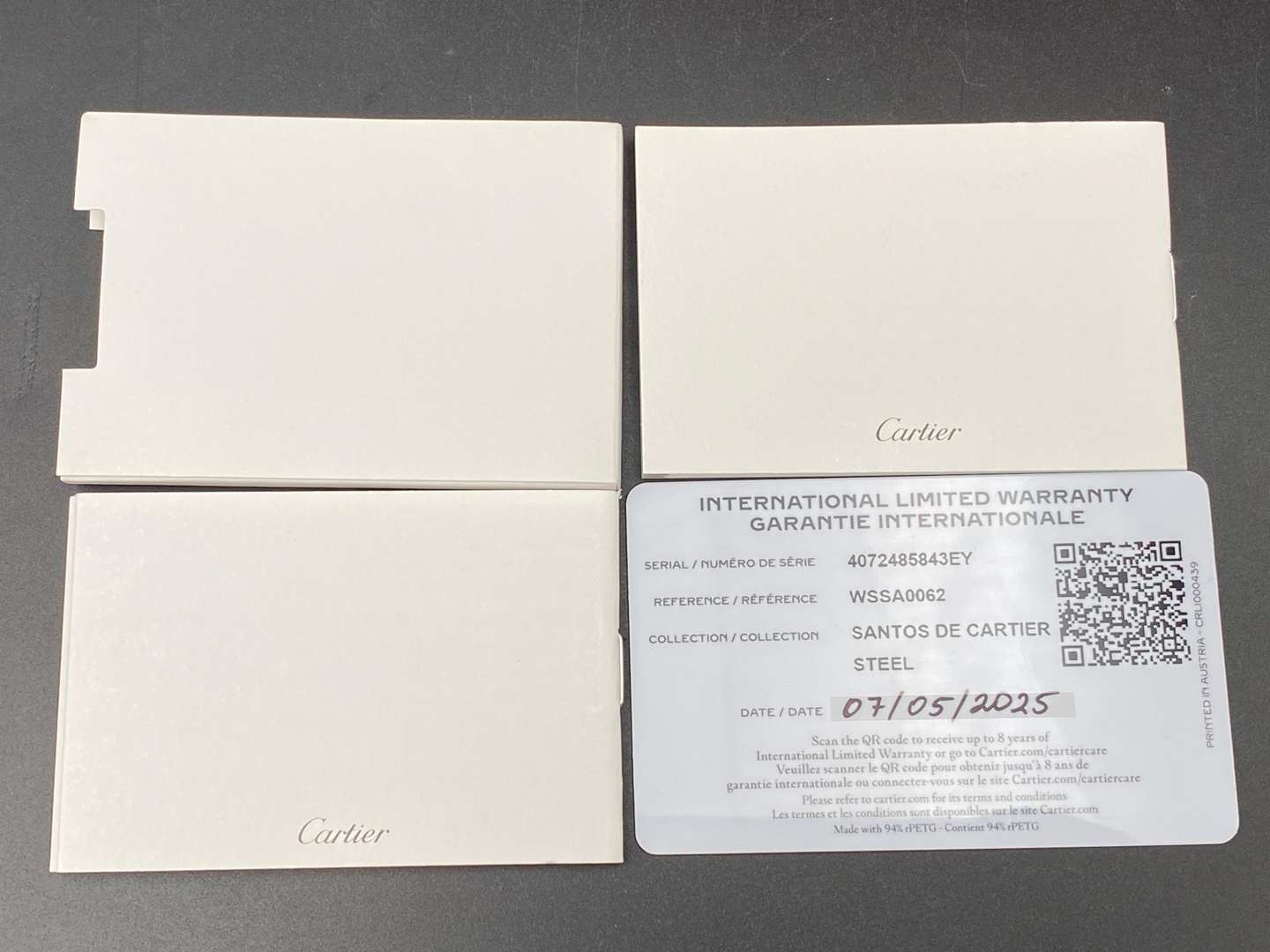 <p>CARTIER, SANTOS DE CARTIER WITH BOX AND PAPERS, REF WSSA0062, 4072485843EY</p>