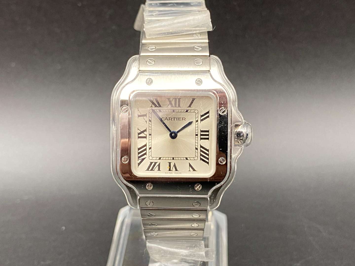 <p>CARTIER, SANTOS DE CARTIER, STAINLESS STEEL WITH BOX AND PAPERS, REF WSSA0082, 4626242240FY</p>