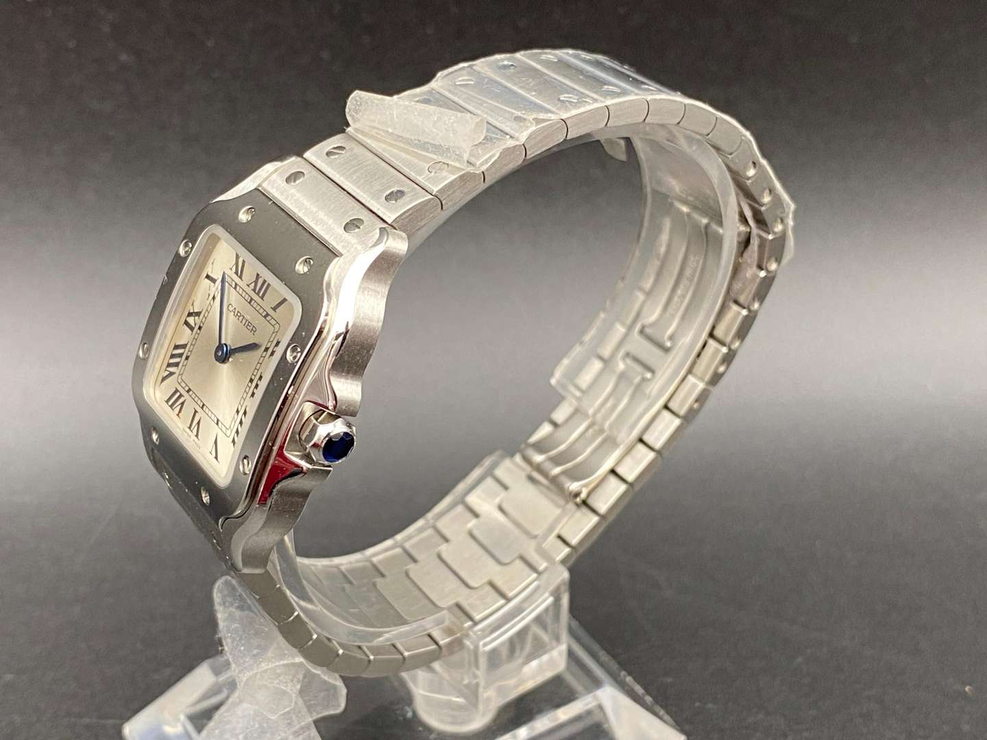 <p>CARTIER, SANTOS DE CARTIER, STAINLESS STEEL WITH BOX AND PAPERS, REF WSSA0082, 4626242240FY</p>