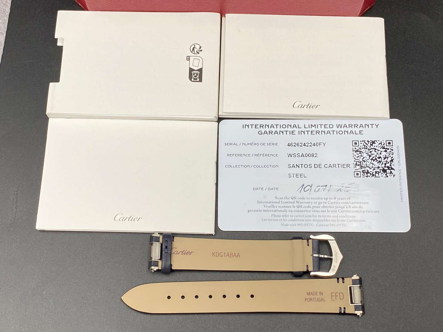 <p>CARTIER, SANTOS DE CARTIER, STAINLESS STEEL WITH BOX AND PAPERS, REF WSSA0082, 4626242240FY</p>
