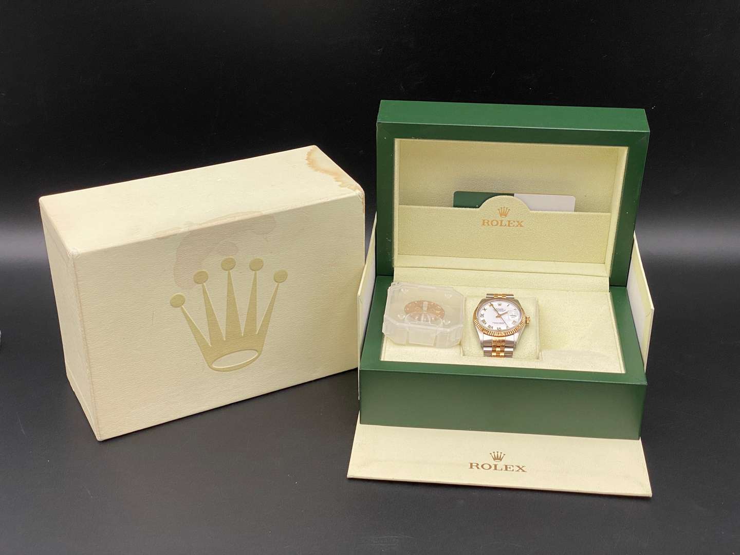 <p>ROLEX, DATEJUST, 36, STEEL & GOLD WRISTWATCH, &nbsp;REF 16013, SERIAL NO 9794245</p>