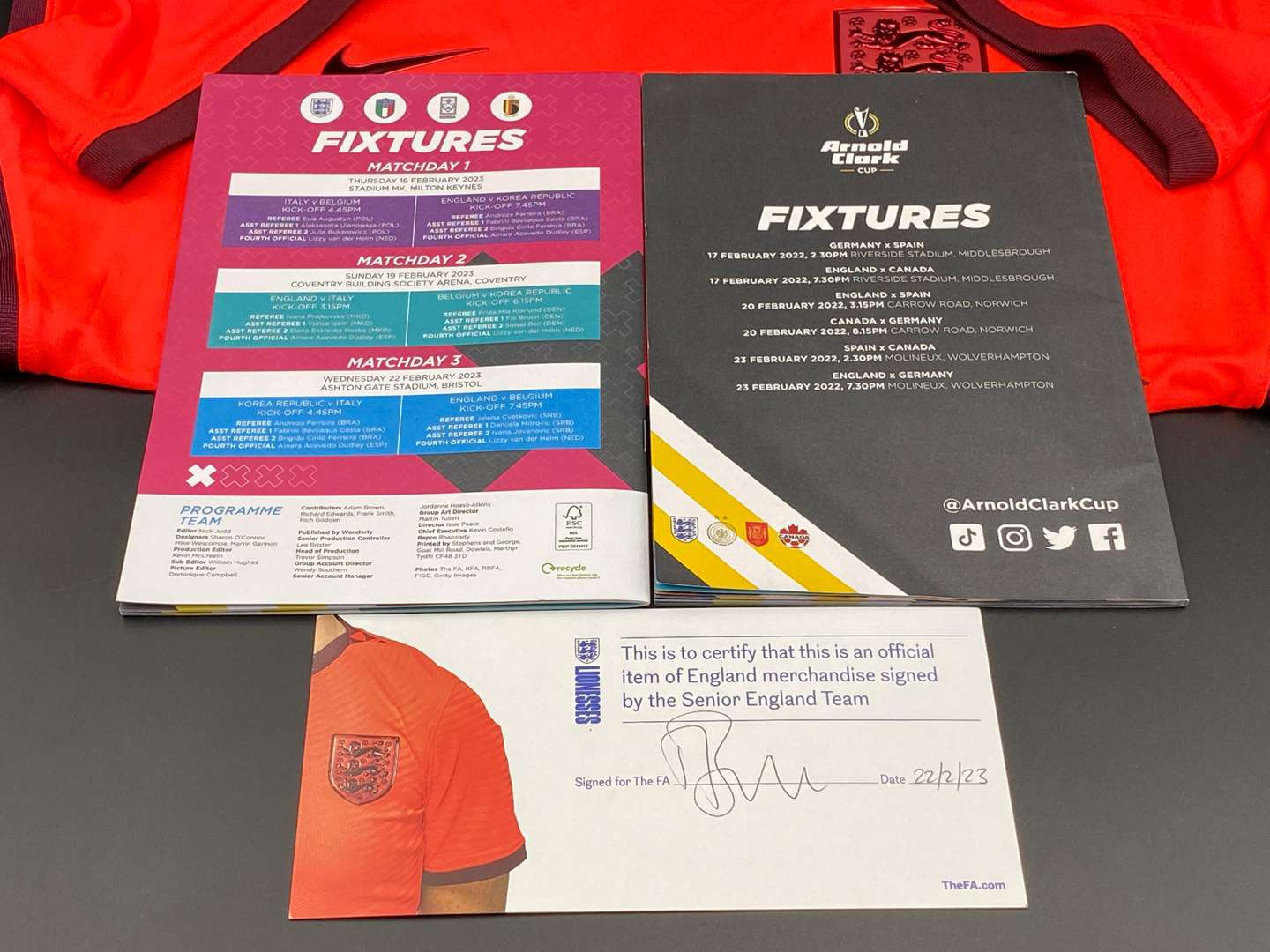 <p>NIKE, BRITISH LIONESSES, 2022/23 SIGNED AWAY SHIRT</p>