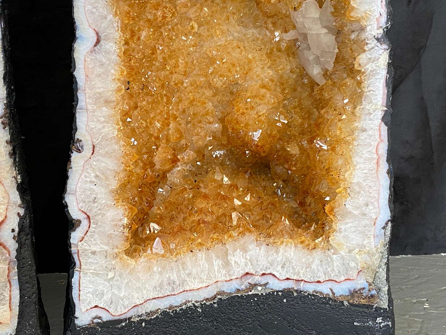 <p>MATCHED PAIR OF CATHEDERAL GEODES, CITRINE, 14.8KG EACH</p>