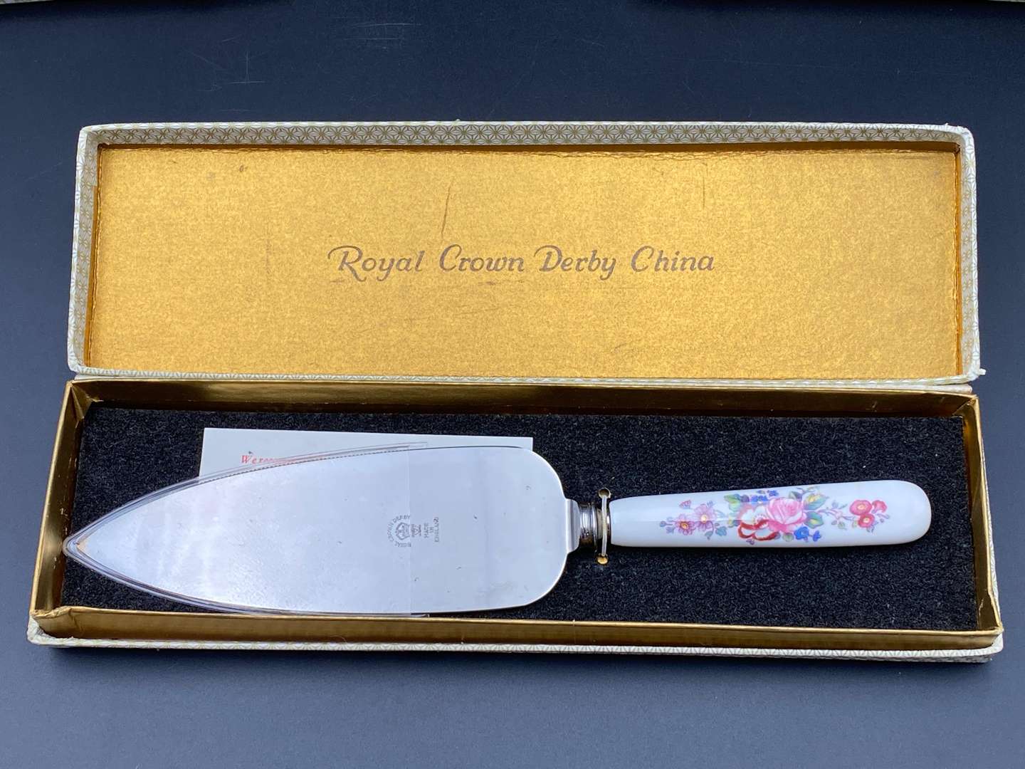 <p>ROYAL CROWN DERBY, “POSIES” PATTERTN PORCELAIN HANDLED DESSERT SERVICE FOR 12</p>