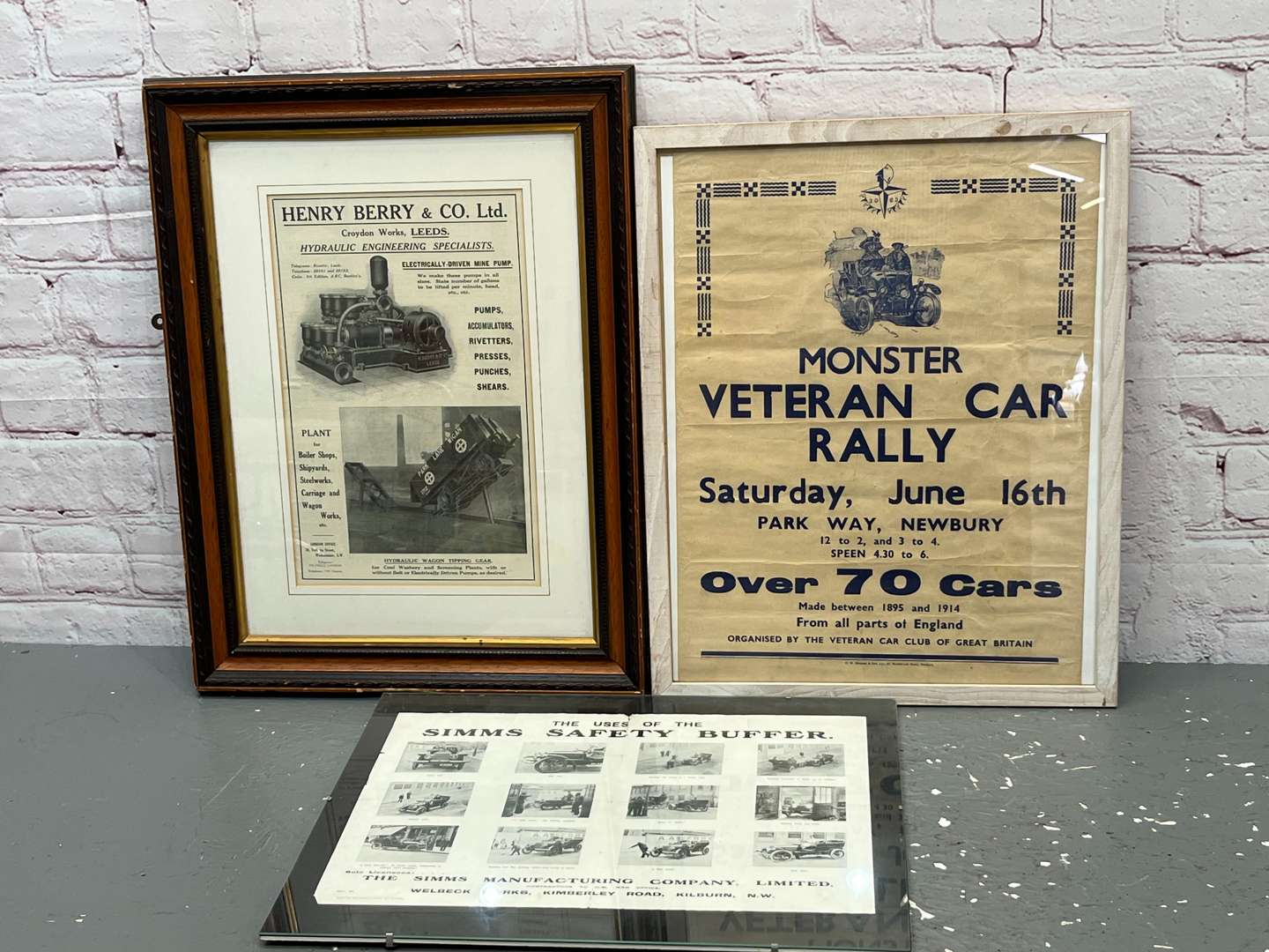 <p>Monster Veteran Car Rally Poster, Henry Berry & Co Poster and One Other (3)</p>