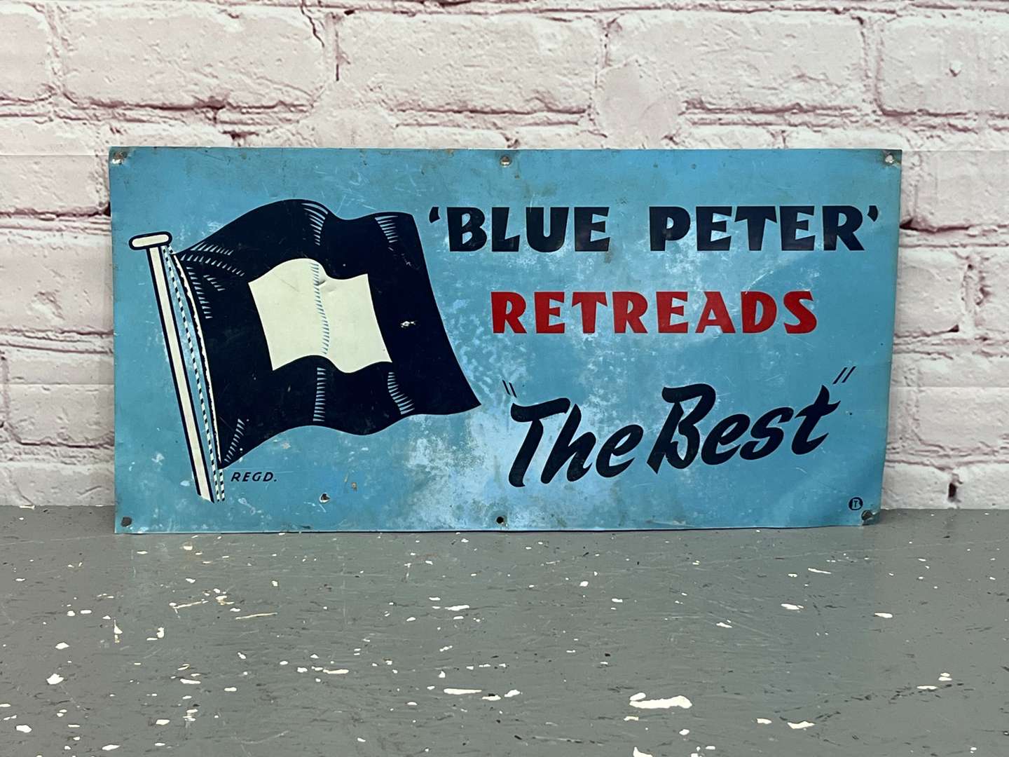 <p>Blue Peter “The Best" Retreads Aluminium Sign</p>
