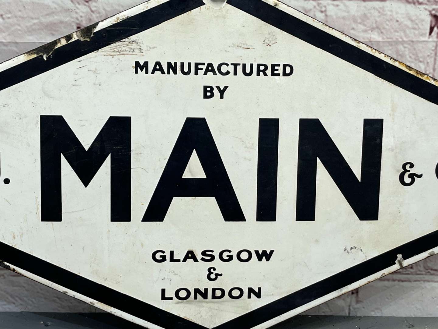 <p>A & J Main & Co Ltd Glasgow & London Diamond Enamel Sign</p>