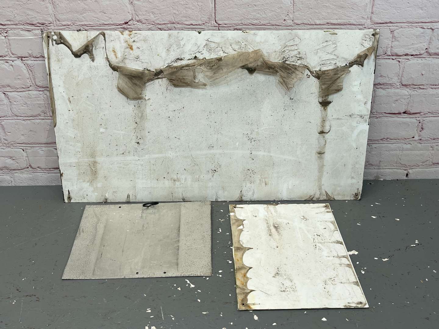 <p>Three Warning Signs On Metal Board</p>