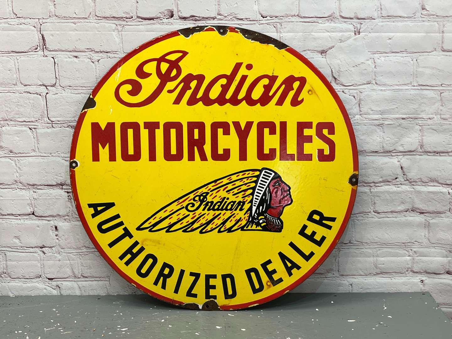 <p>Indian Motorcycles Authorized Dealer Enamel Sign&nbsp;</p>