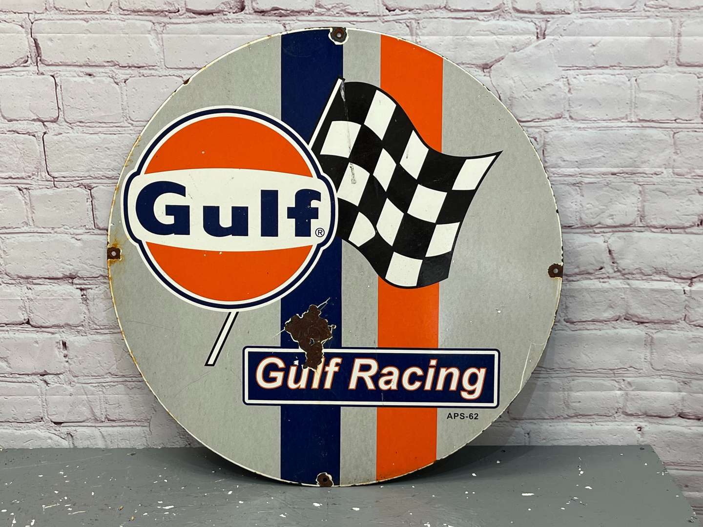 <p>Gulf Racing Enamel Sign</p>