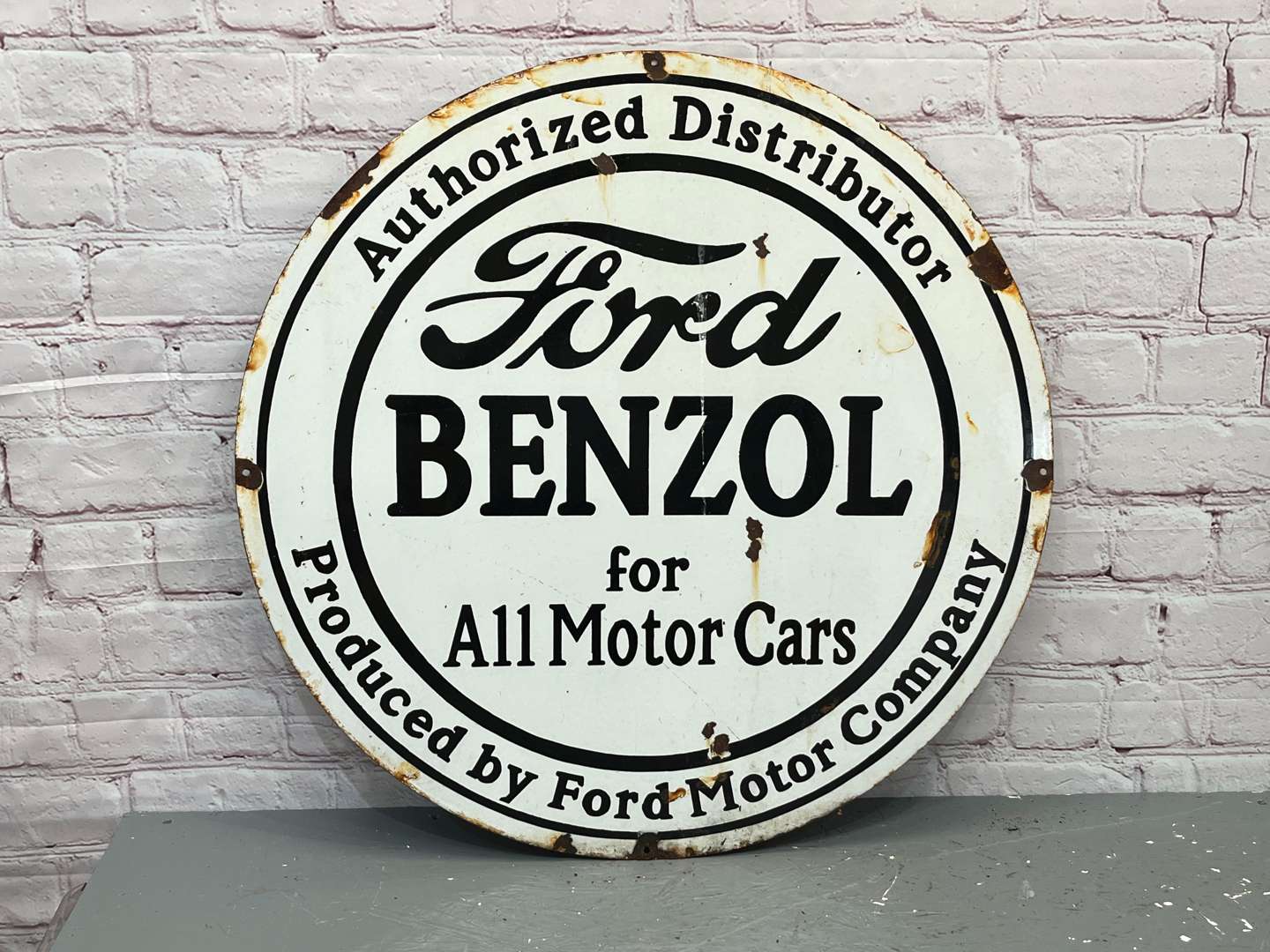 <p>Ford Benzol For All Motor Cars Enamel Sign&nbsp;</p>
