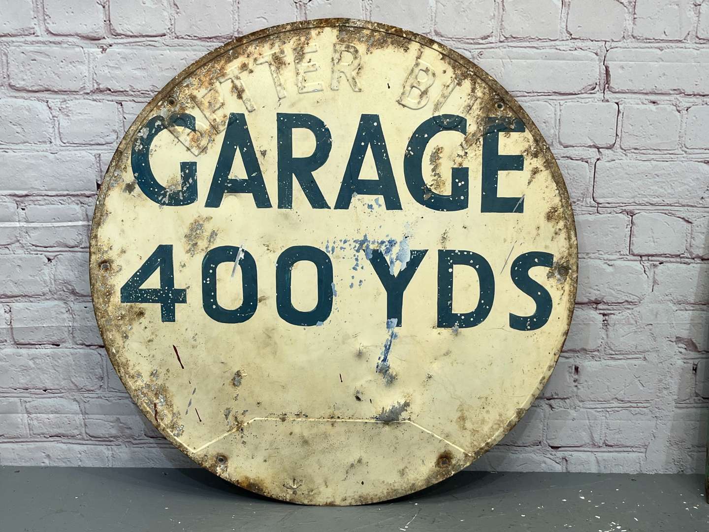 <p>Garage 400 Yards Metal Sign With Impressed Better Buy&nbsp;</p>