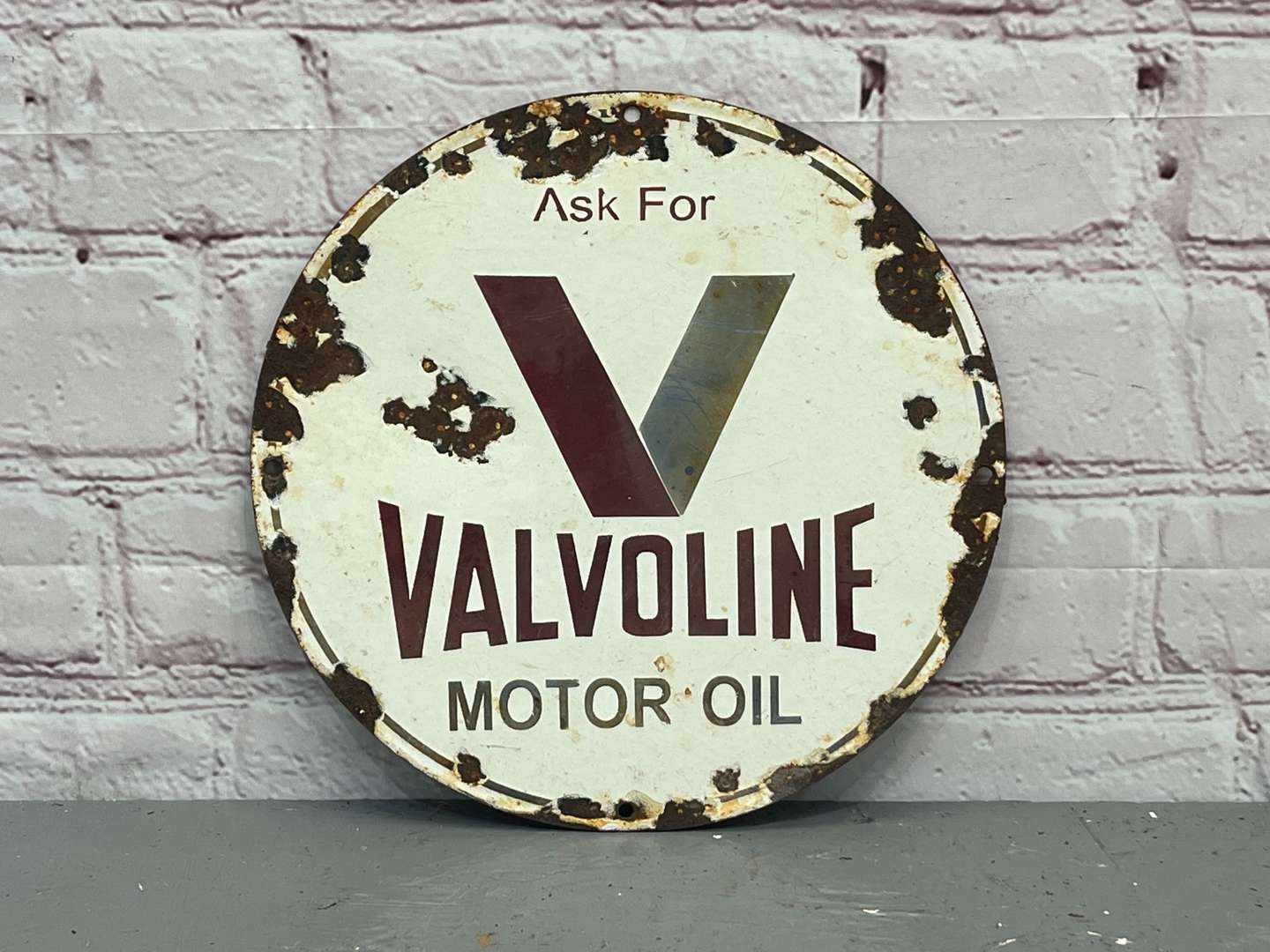 <p>Ask For Valvoline Motor Oil Small Enamel Sign</p>