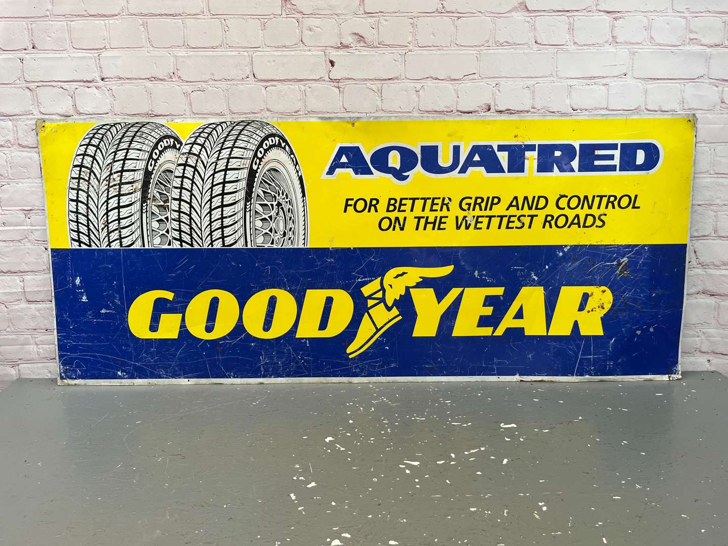 <p>Goodyear Aquatred Tyres Aluminium Sign</p>