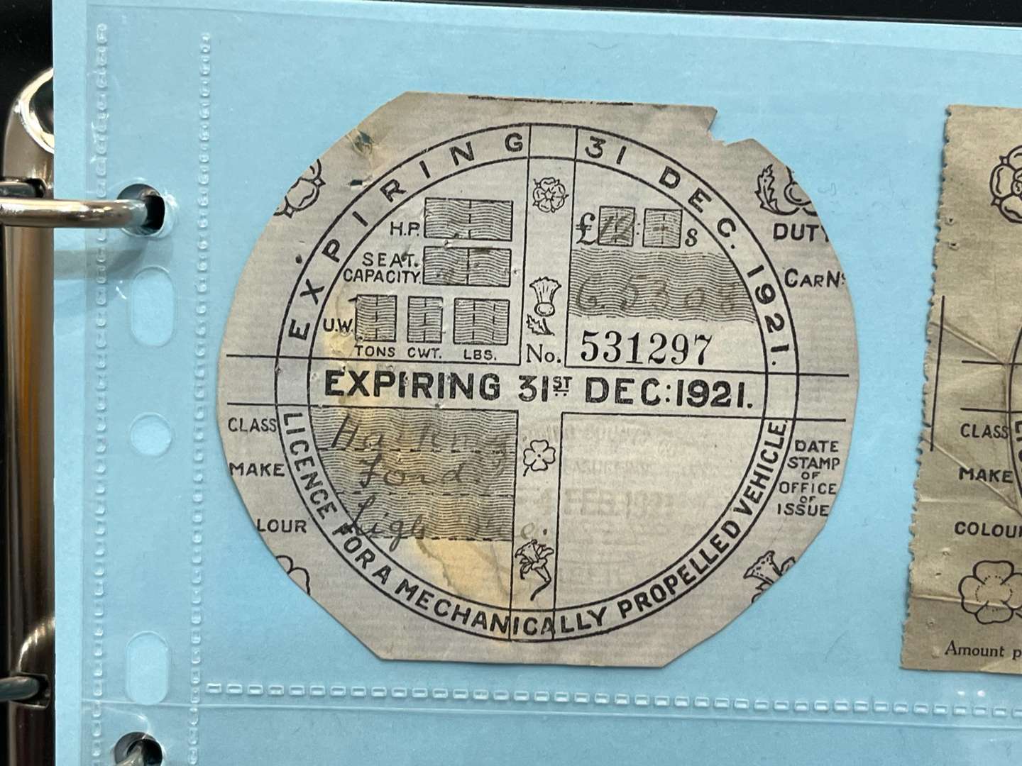 <p>Folder of Vehicle Tax Discs from 1921 - 2015 Disc For Every Year</p>