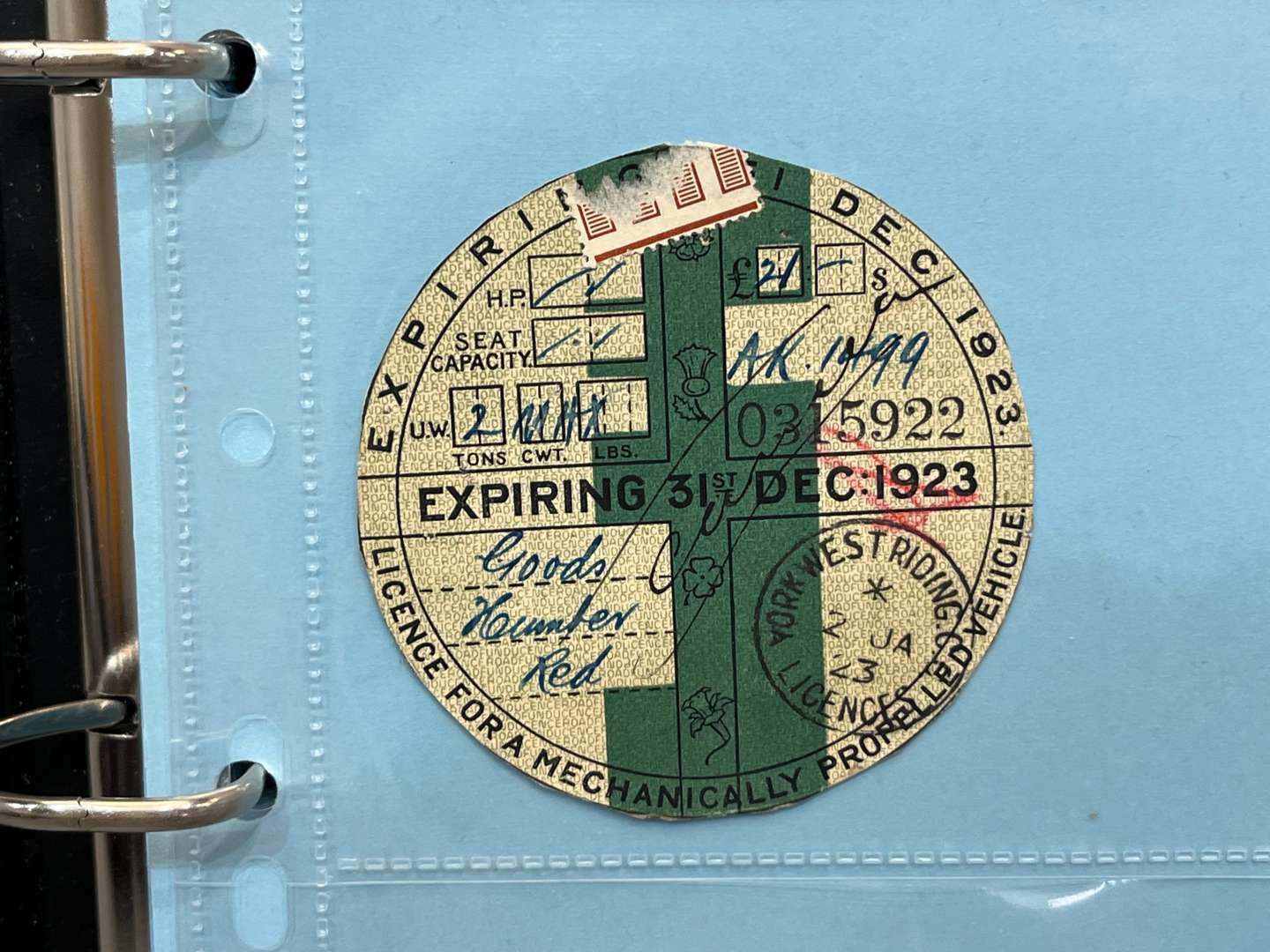 <p>Folder of Vehicle Tax Discs from 1921 - 2015 Disc For Every Year</p>