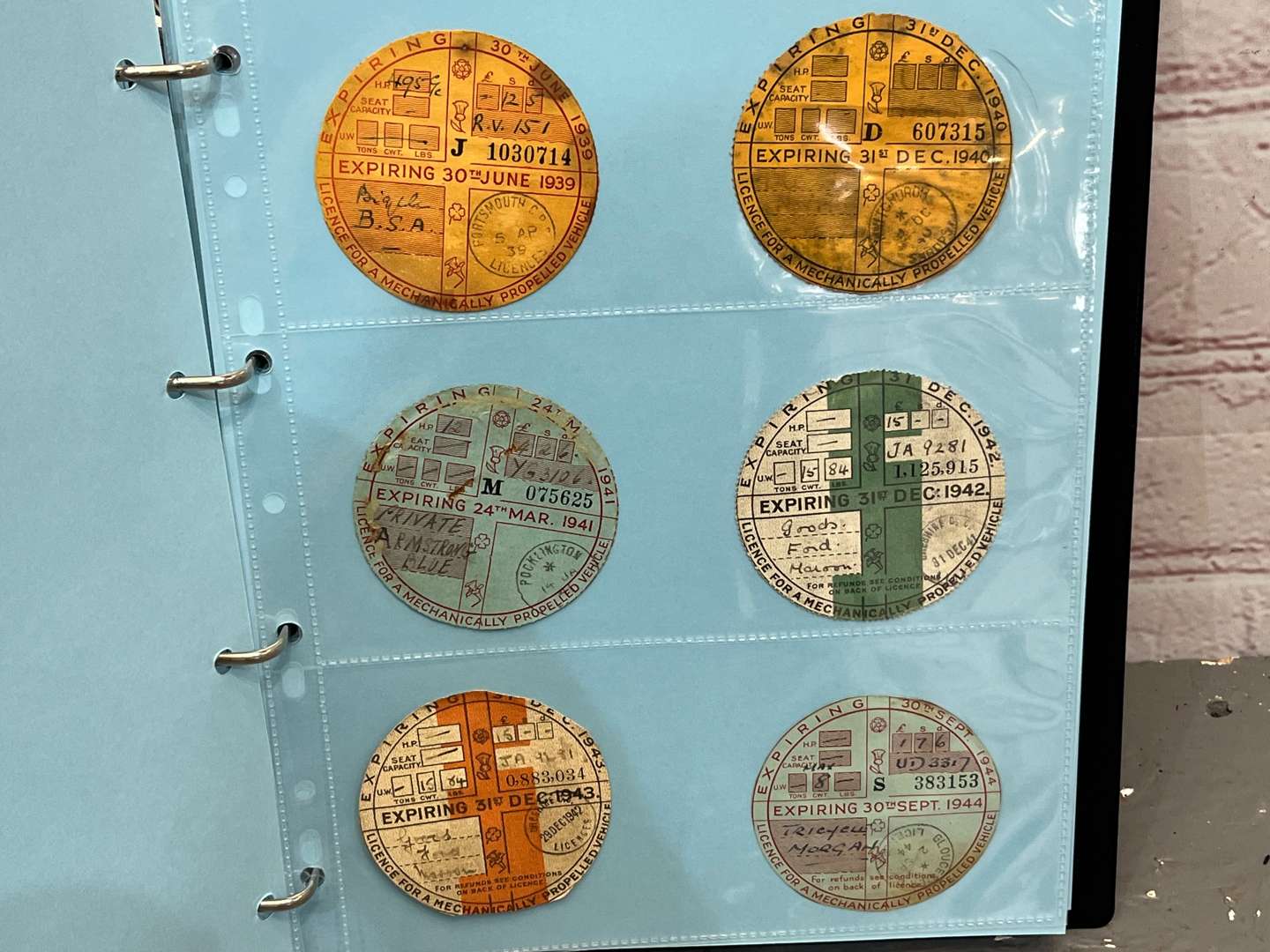 <p>Folder of Vehicle Tax Discs from 1921 - 2015 Disc For Every Year</p>