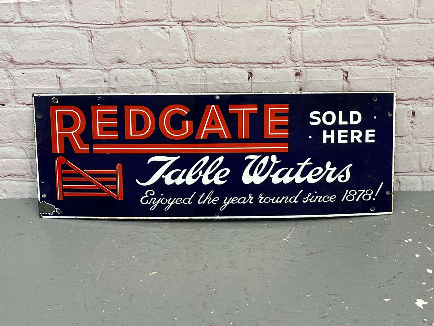 <p>Redgate Sold Here Enamel Sign</p>