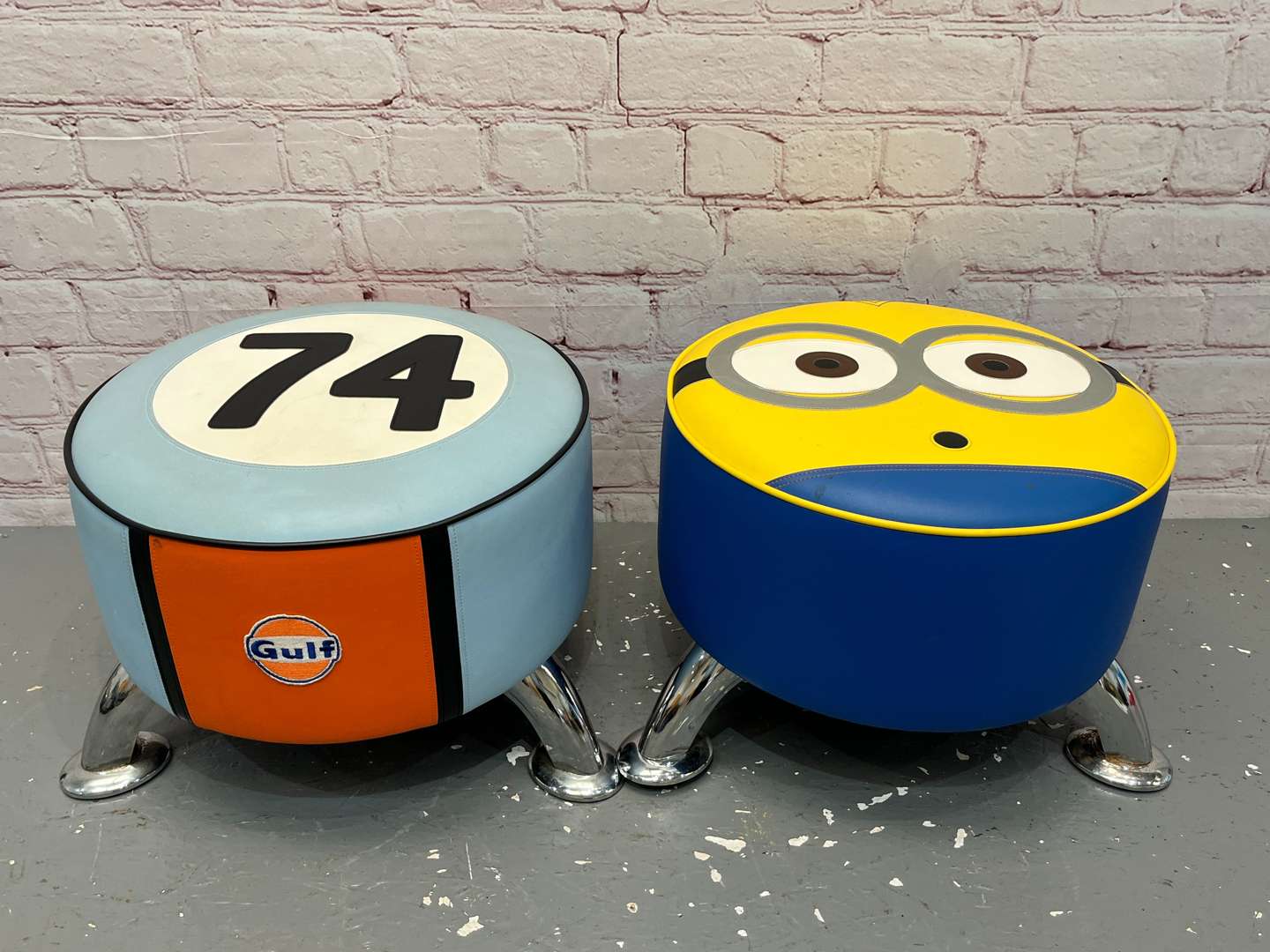 <p>Two Modern Circular Foot Stools&nbsp;</p>