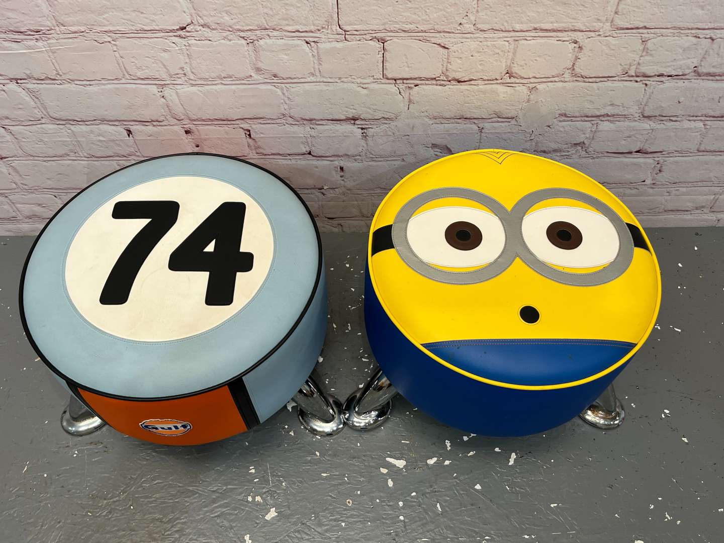 <p>Two Modern Circular Foot Stools&nbsp;</p>