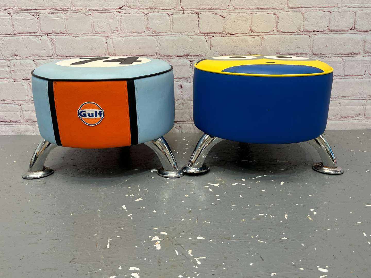 <p>Two Modern Circular Foot Stools&nbsp;</p>