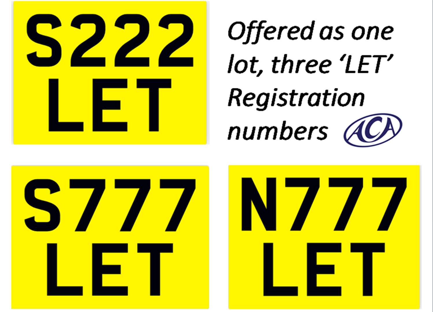 <p>&nbsp; S222 LET, S777 LET, N777 LET Registration numbers</p>
