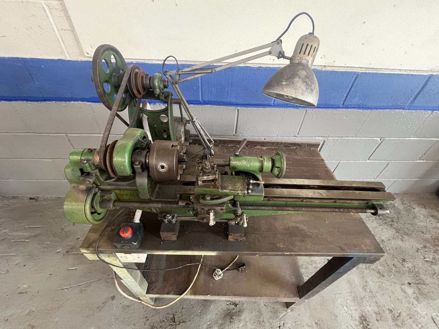 <p>Myford Metal Lathe Mounted on a Work Bench</p>
