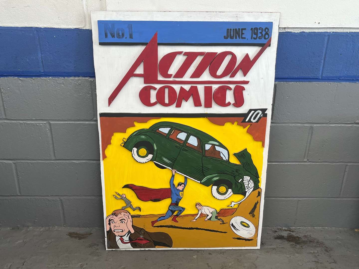 <p>Action Comics No.1 3D Front Cover Made From Wood</p>