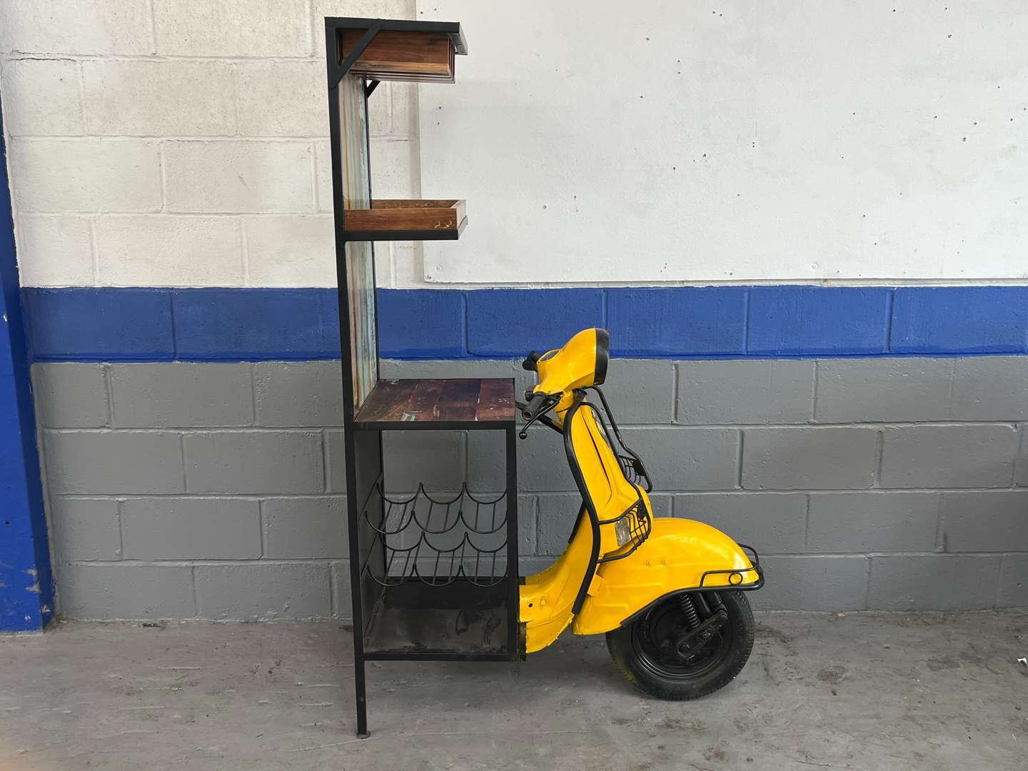 <p>Scooter Made Bar With Wine Holder & Two Open Shelves&nbsp;</p>