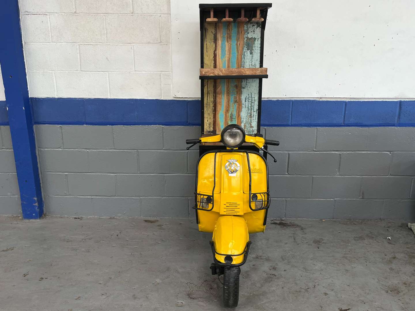 <p>Scooter Made Bar With Wine Holder & Two Open Shelves&nbsp;</p>