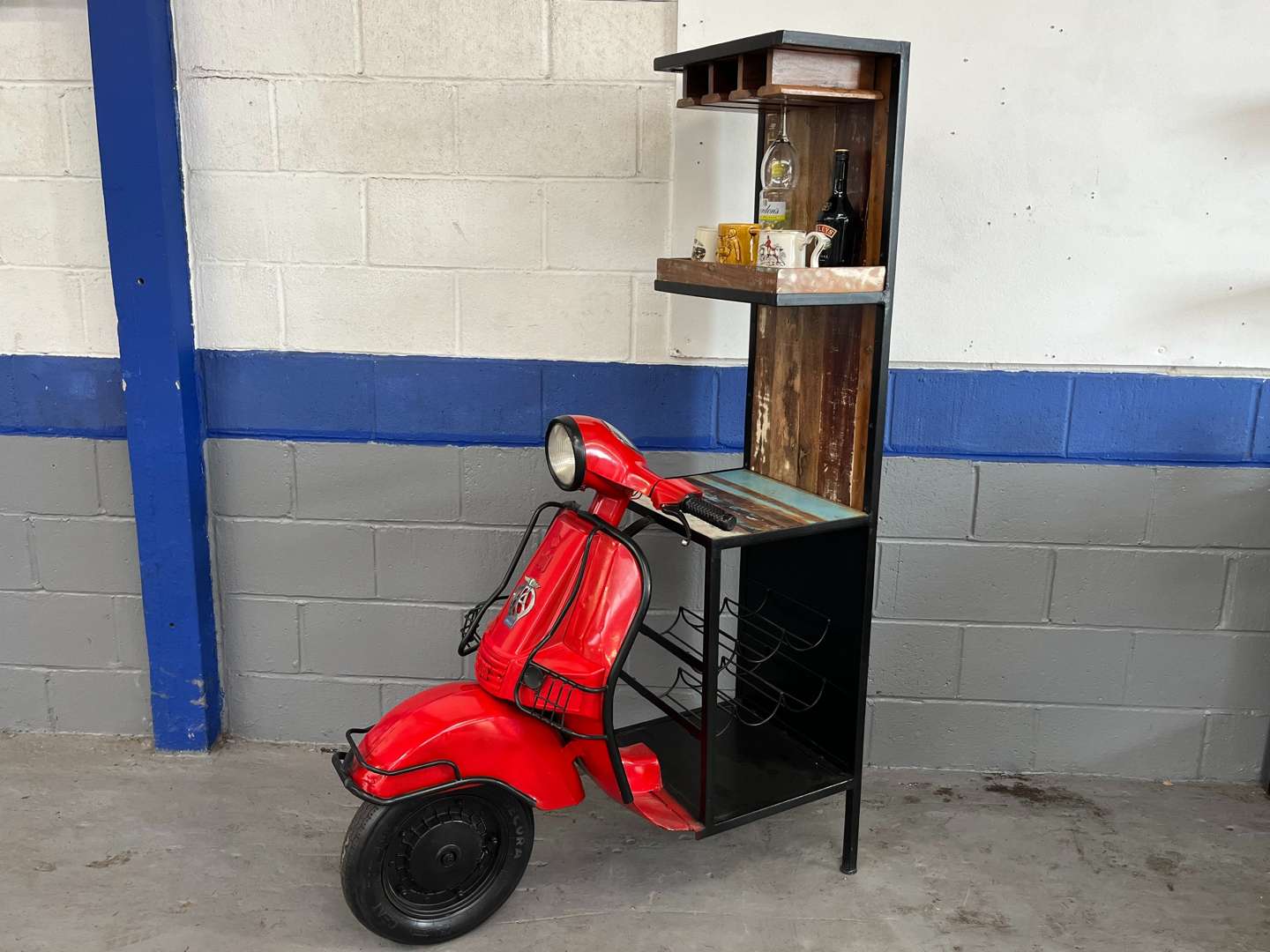 <p>Scooter Made Bar With Wine Holder & Two Open Shelves&nbsp;</p>