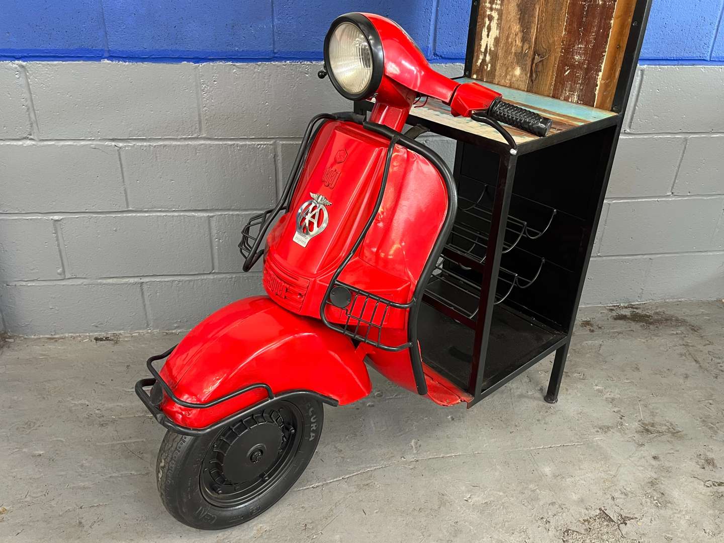 <p>Scooter Made Bar With Wine Holder & Two Open Shelves&nbsp;</p>