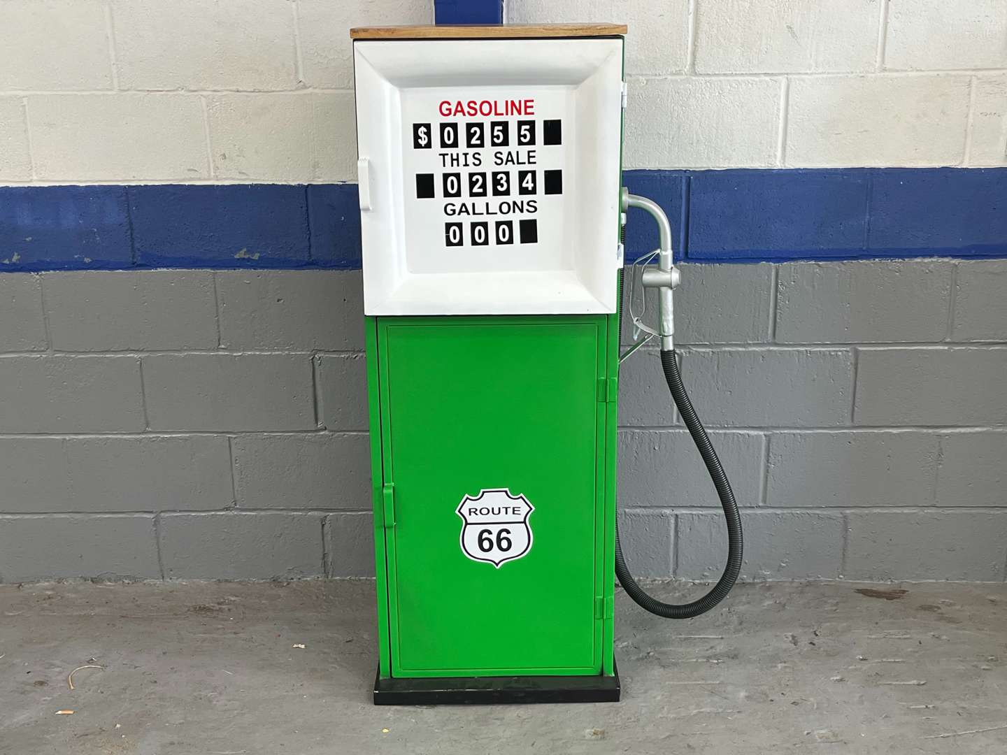 <p>Petrol Pump Styled Metal Modern Drinks Cabinet &nbsp;</p>