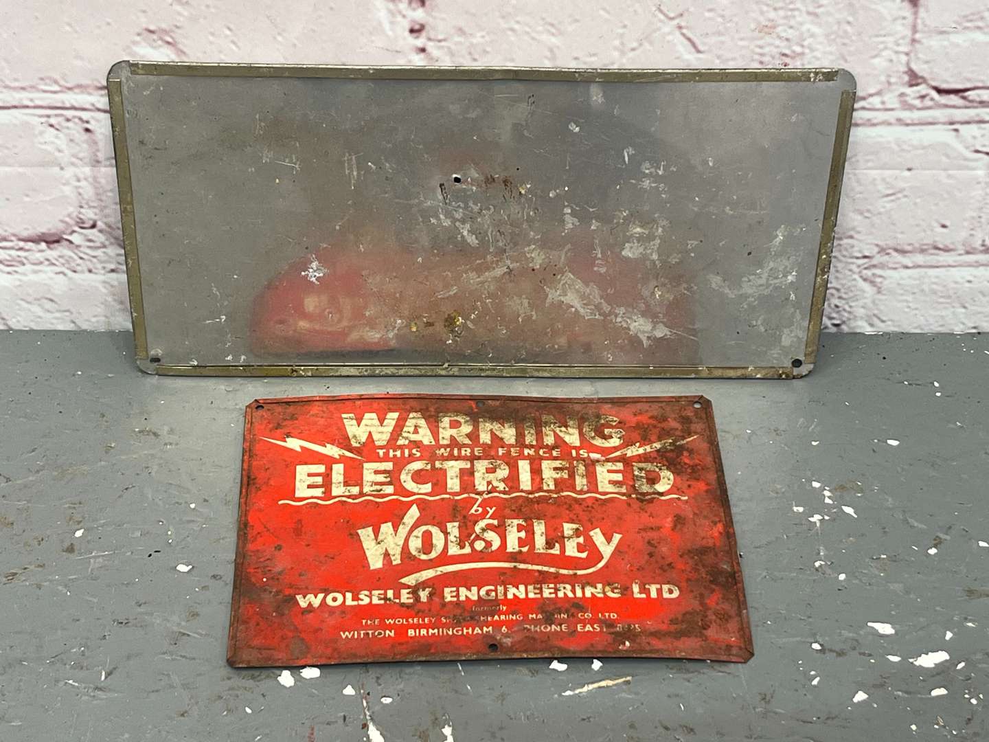 <p>Fullwood Milking Machine & Warning Electrified By Wolseley Tin Signs (2)</p>