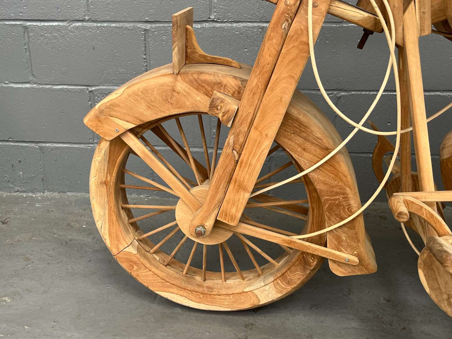 <p>Wooden Made Full Size Model of a Harley-Davidson</p>