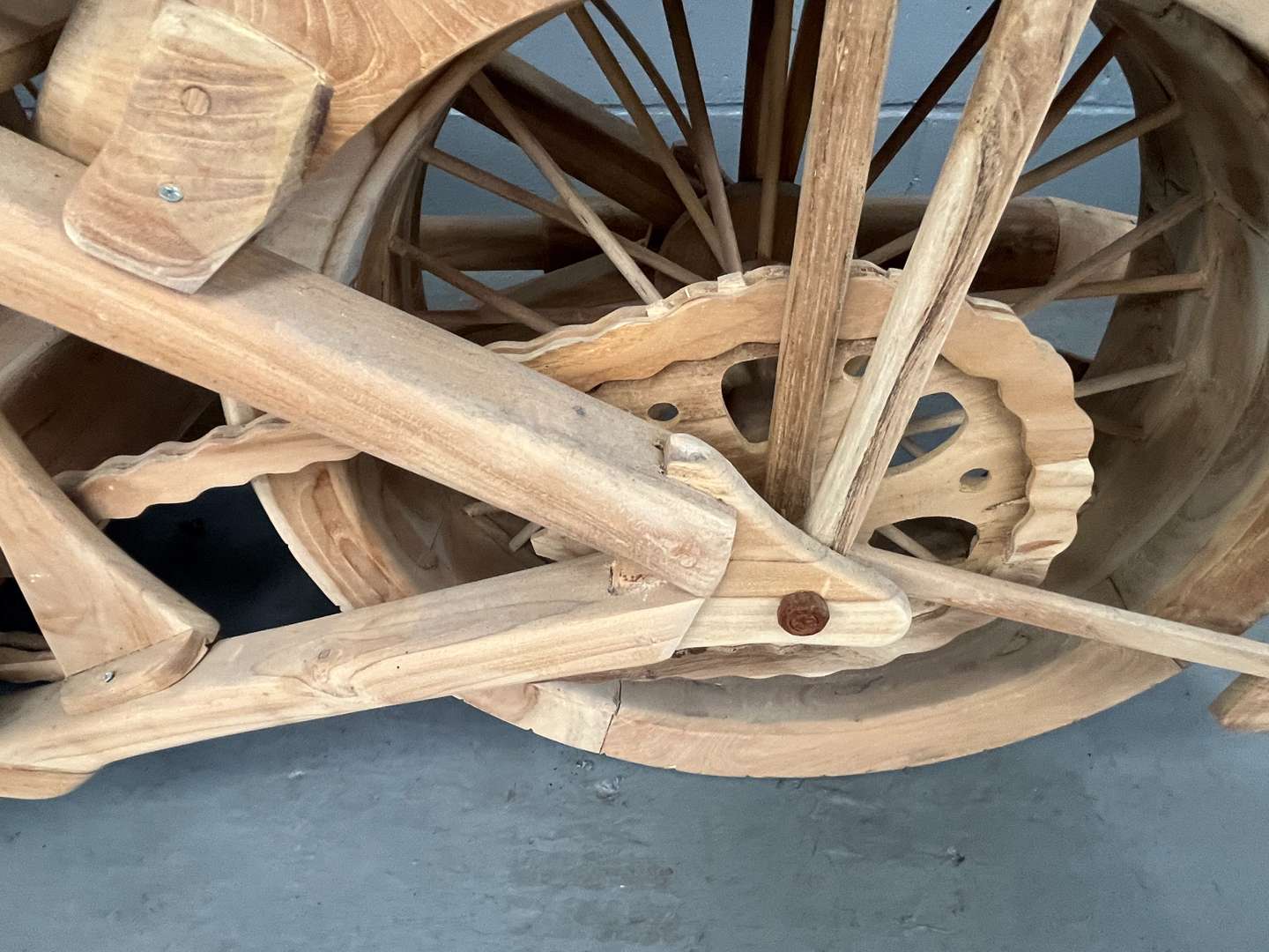 <p>Wooden Made Full Size Model of a Harley-Davidson</p>