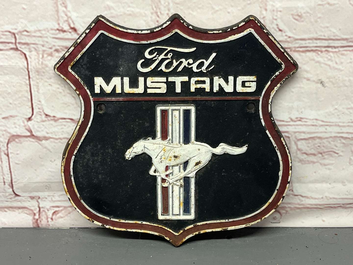 <p>Ford Mustang Shield Cast Iron Emblem Sign</p>