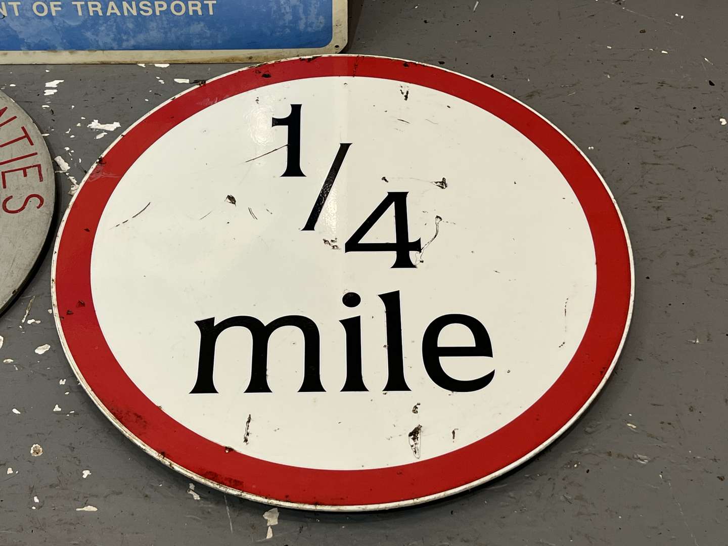 <p>MOT Plastic Sign, Wooden Eastern Counties Motor Club & ¼ Mile Sign (3)</p>