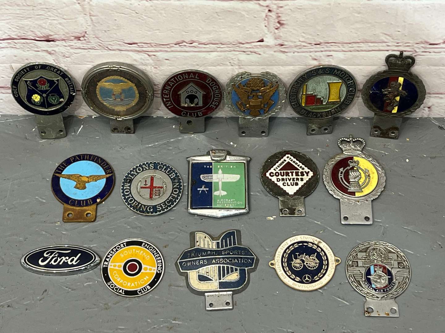 <p>Collection of Classic Car Badges</p>