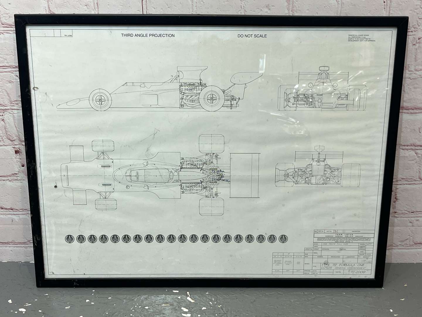 <p>Framed Lotus Formula 1 Type 72 General Arrangement Poster</p>