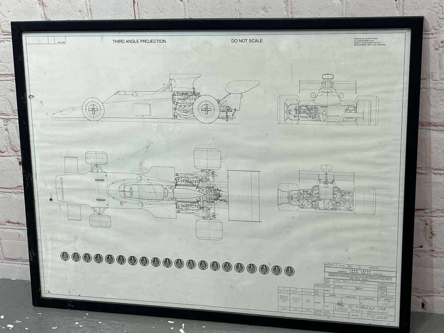 <p>Framed Lotus Formula 1 Type 72 General Arrangement Poster</p>