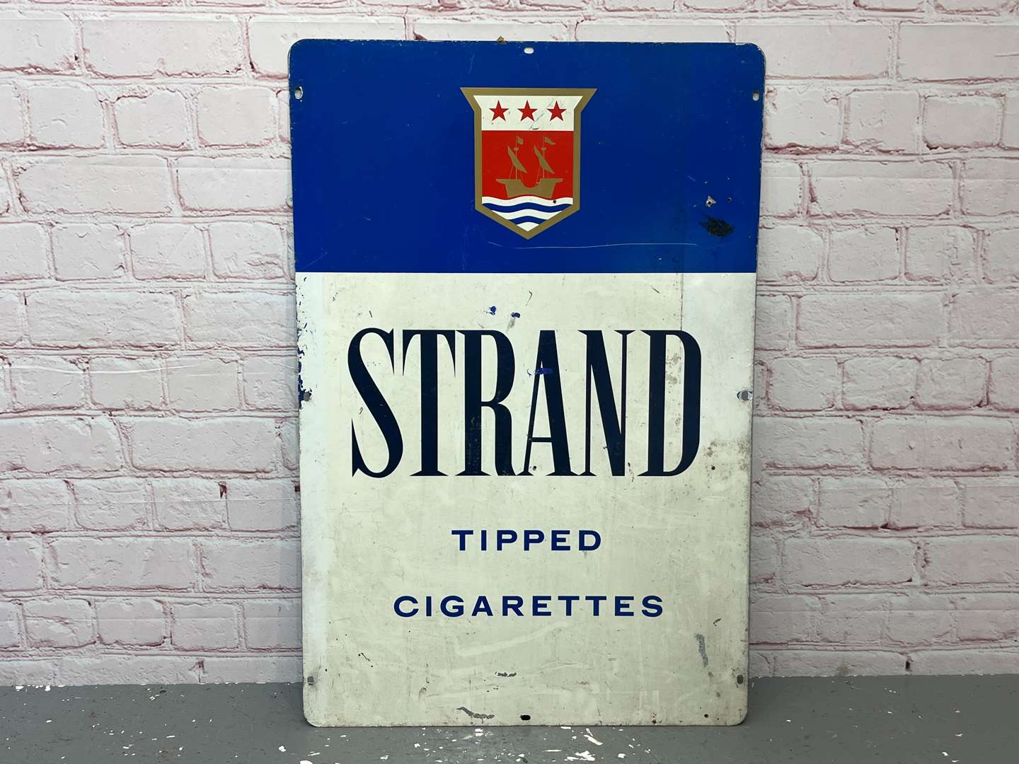 <p>Capstan & Strand Cigarettes Double Sided Aluminium Sign</p>