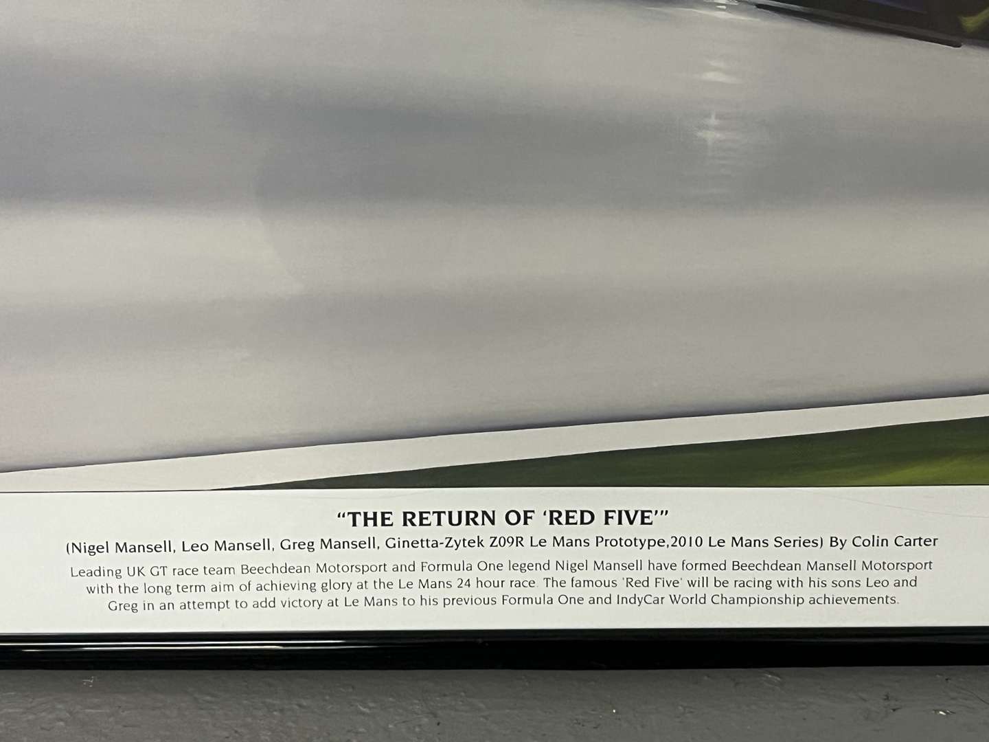 <p>Colin Carter Signed, Nigel Mansell Print The Return Of Red Five 407/1000</p>