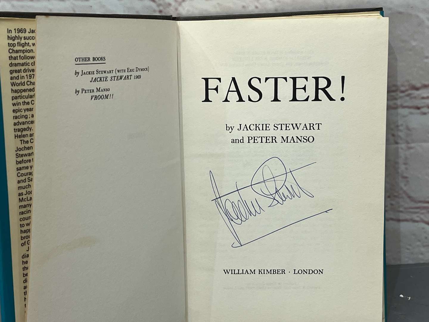 <p>Jackie Stewart Signed “Faster” & Emerson Fittipaldi Signed “ Flying on The Ground” Books</p>